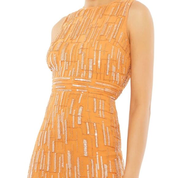 Mac Duggal | 70264 Abstract Beaded Sleeveless Midi Sheath Dress Size 2 NEW - Picture 4 of 12